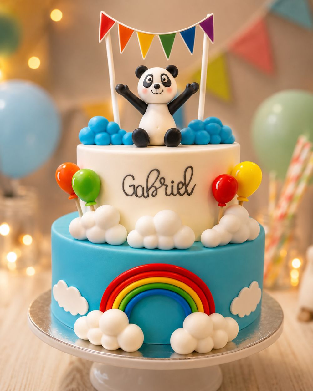 Cake panda arco íris