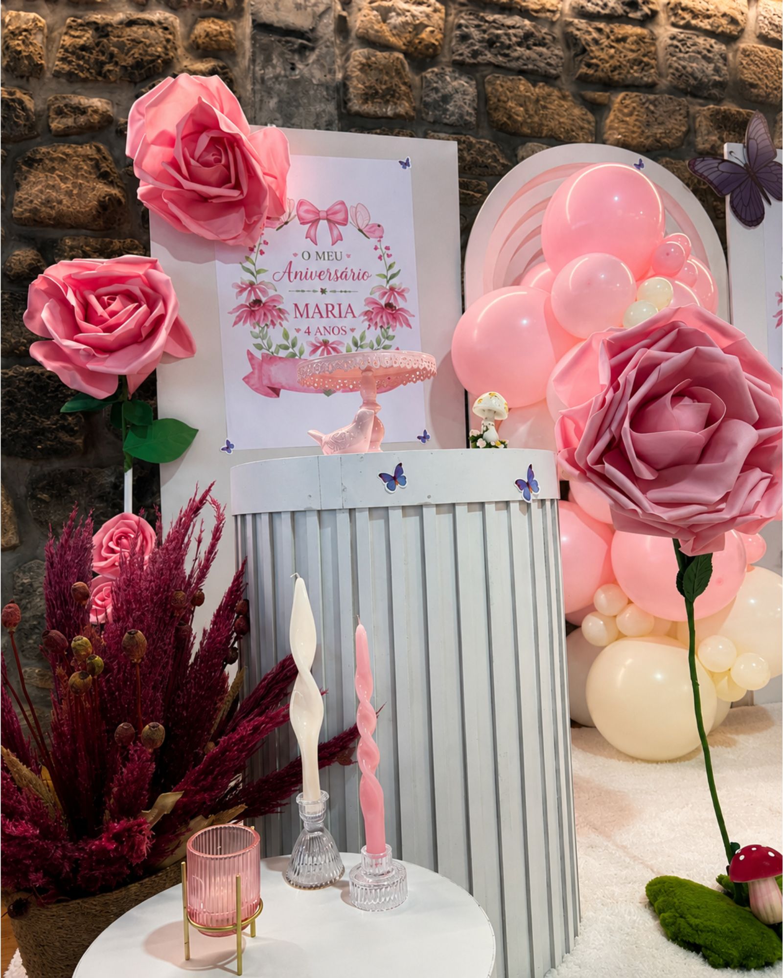 Decoração de festa infantil rosa premium